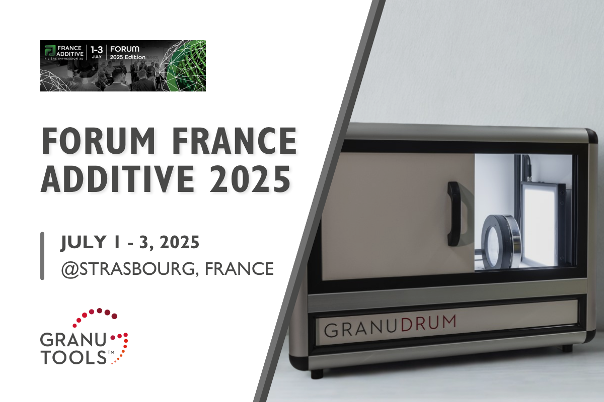 banner of Granutools to share that Granutools will attend Forum France Additive 2025 from July 1 to 3 in Strasbourg, France